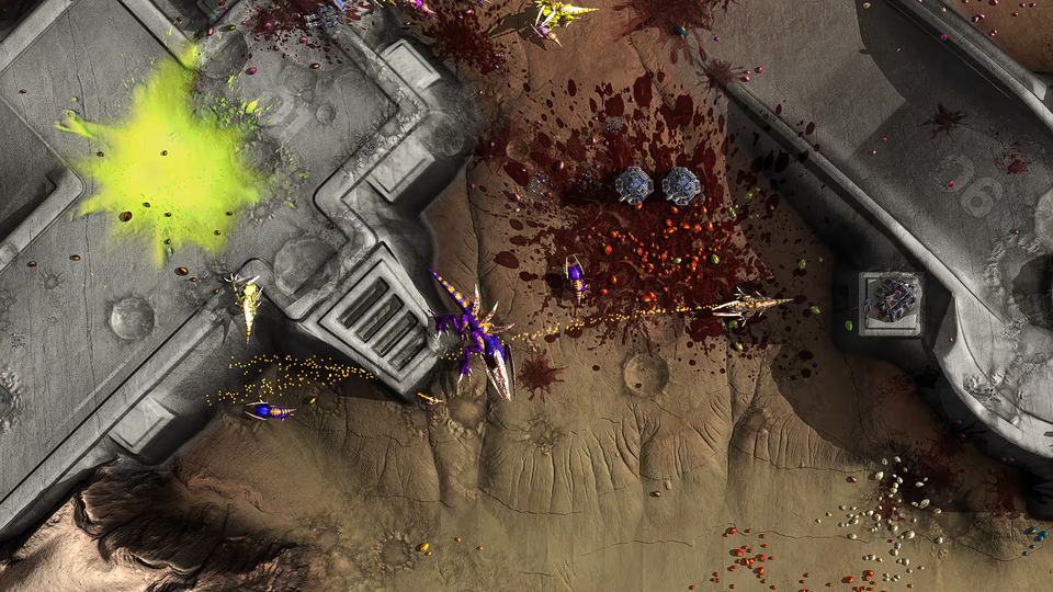 Beyond All Reason: a Raptor swarm attacking a fortified outpost